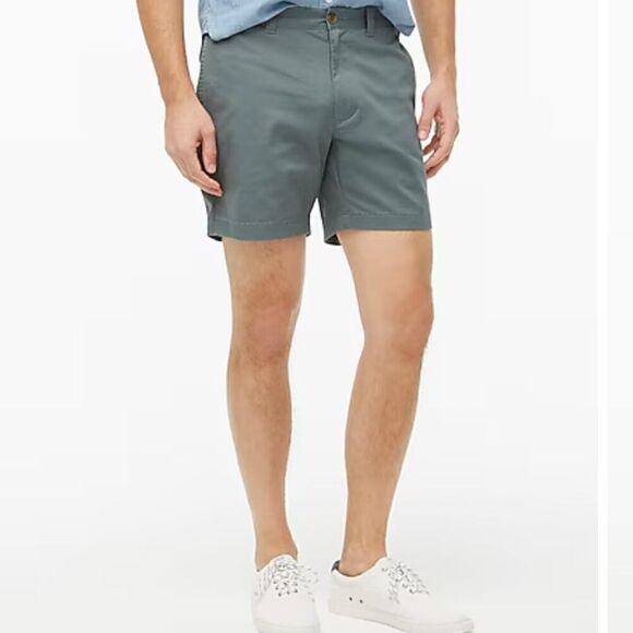 J. Crew Factory 7" flex chino shorts in Dark Eucalyptus size 36 NWOT- Flaw - Picture 4 of 14